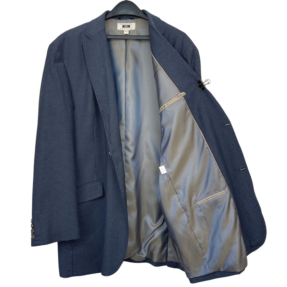 Joseph Abboud 4XLT POLKA DOT Cotton Stretch Blazer Sport Coat Blue Unstructured